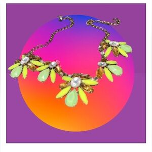 J Crew Green Crystal and Gem Necklace